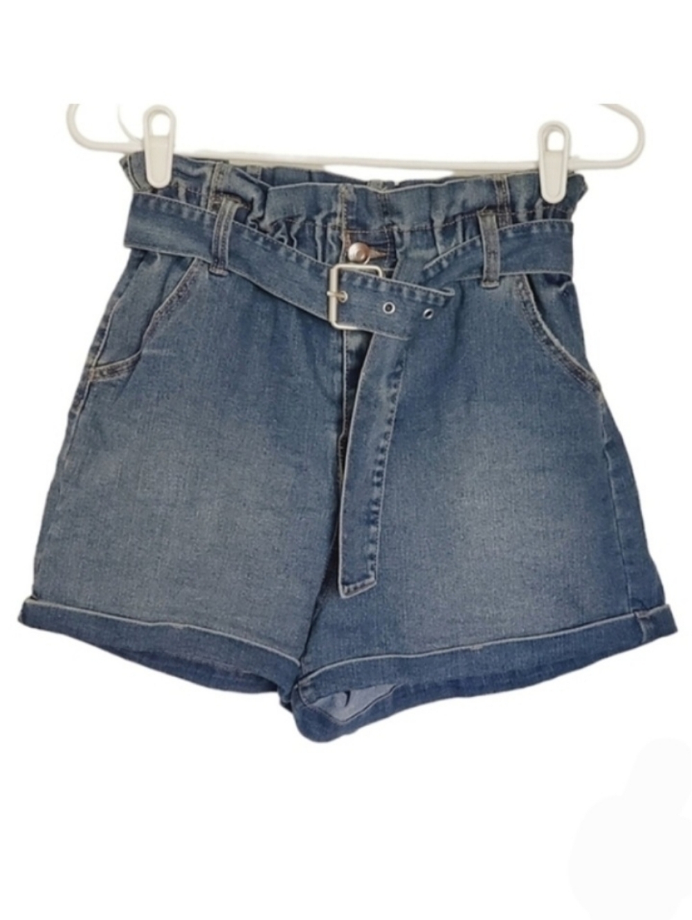 7194 * No Boundaries High Waisted Paper Bag Denim Shorts Size S (3-5)
